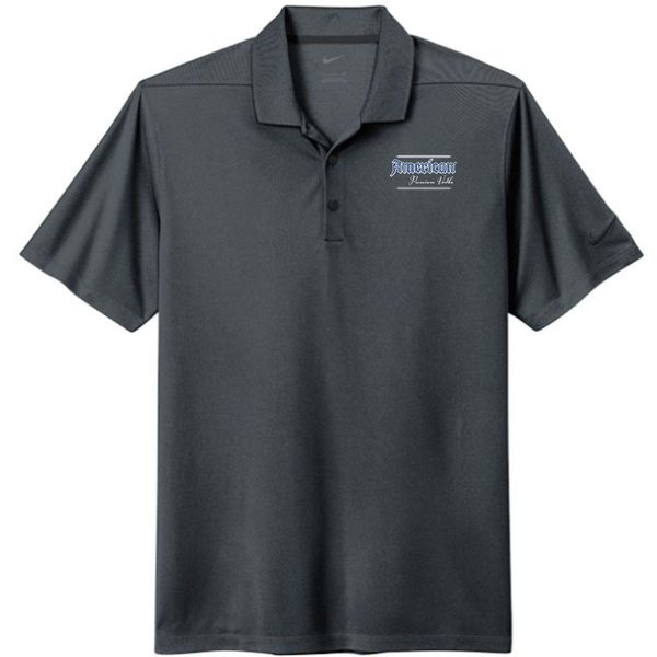 Charcoal Nike polo with the logo on the left chest