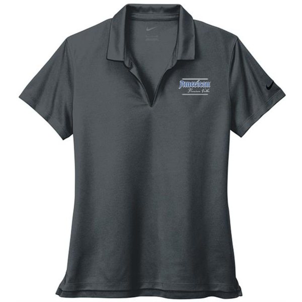 Ladies' charcoal Nike polo with the logo on the left chest